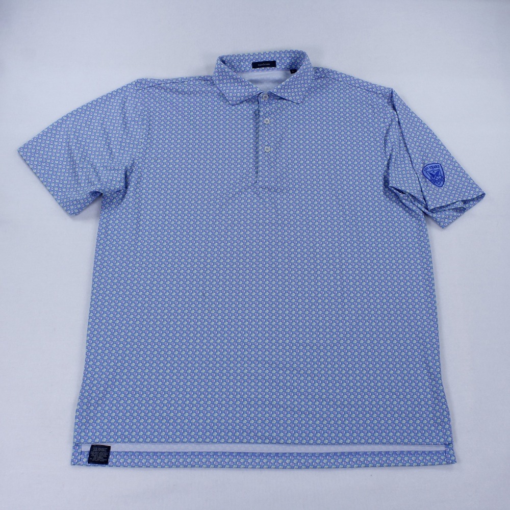 Turtleson Slater Men's Golf Performance Polo Shirt Blue Beach Balls Print Size L - Picture 1 of 7
